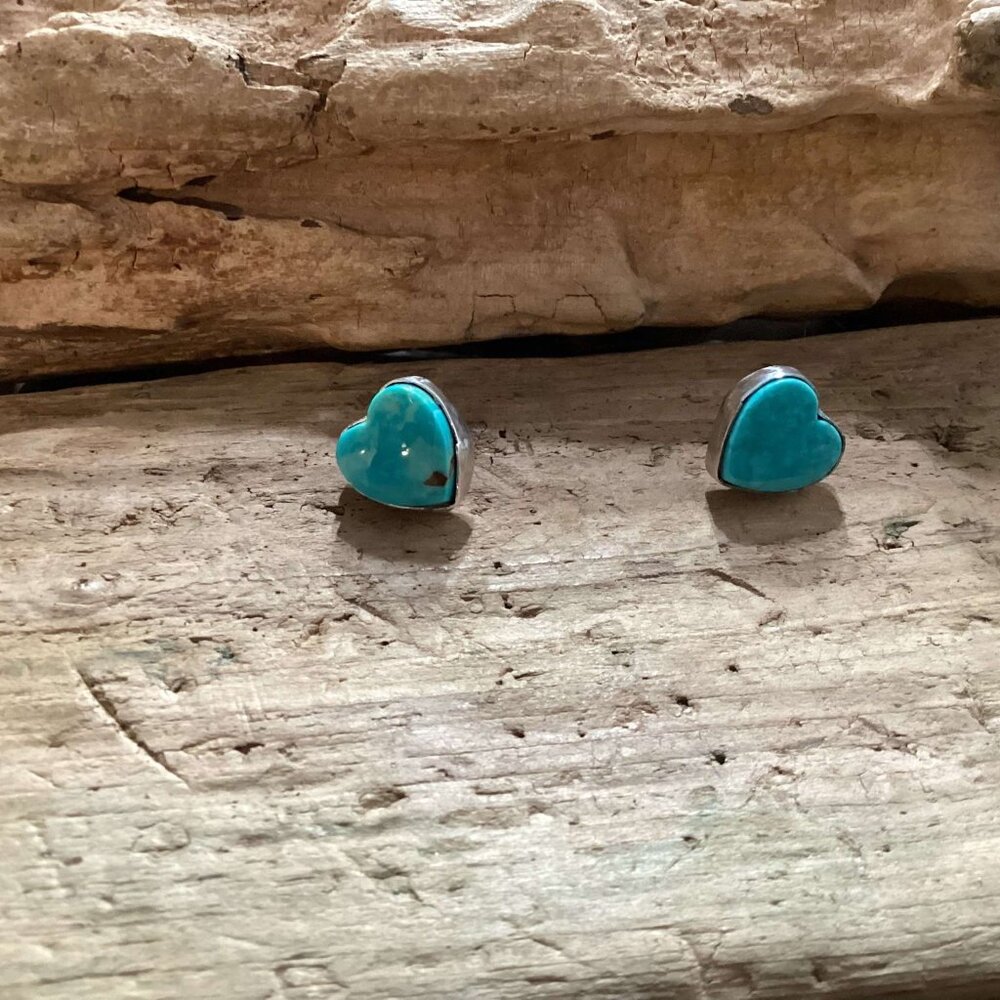 Sterling Silver and Turquoise Heart Earrings